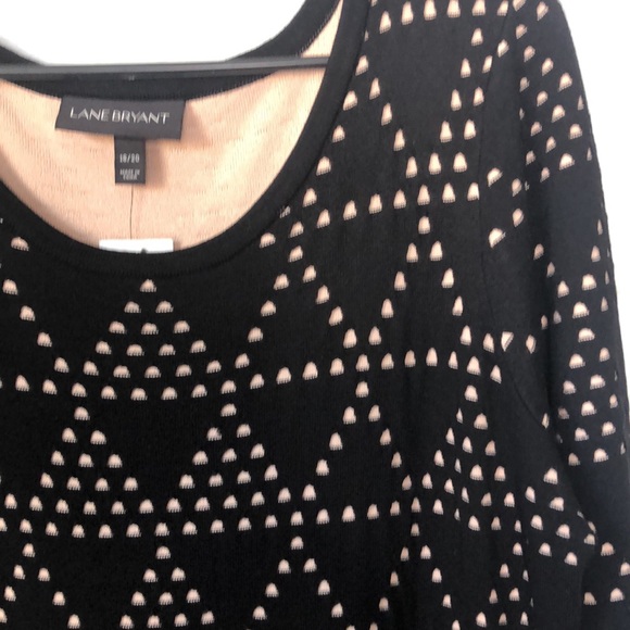Lane Bryant 18/20 Black Nude Geometric Knit Fit & Flare Midi Sweater Dress - Picture 2 of 7